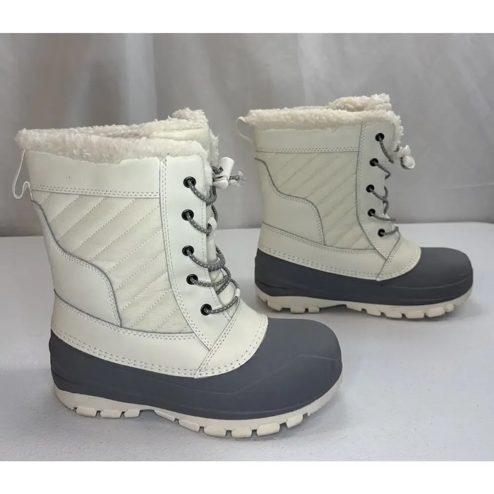 All In Motion Skylar Easy-On Kids Winter Boots Thermolite Cream Gray Size 3